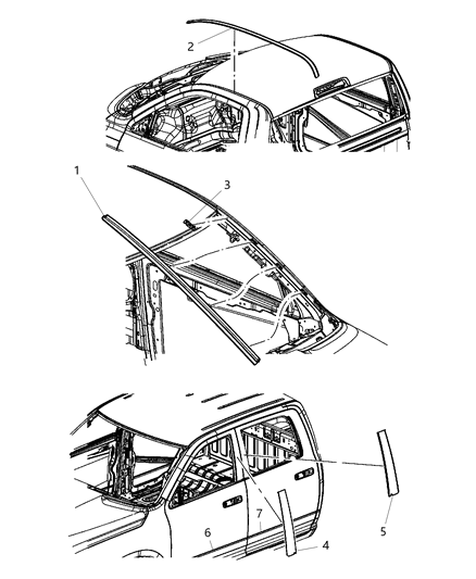 2018 Ram 3500 Cab Chassis(<10K lb.) Moldings Body Diagram