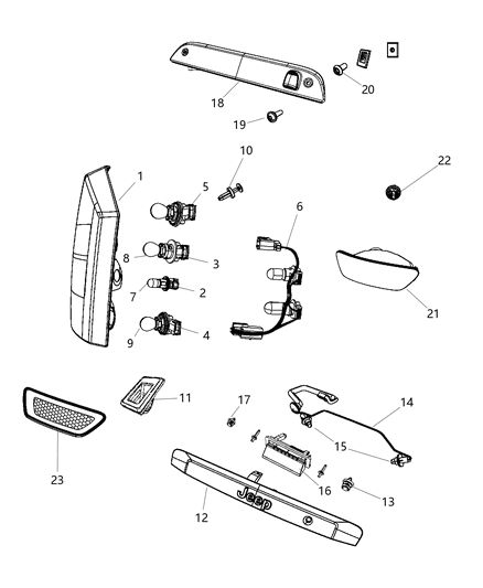 2013 Jeep Patriot Lamps - Rear Diagram