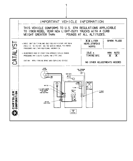 1999 Dodge Dakota Emission Labels Diagram