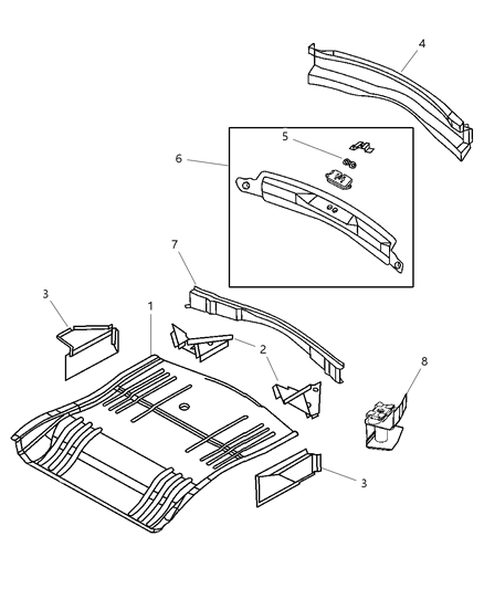 2007 Chrysler Pacifica Floor Pan - Rear Diagram