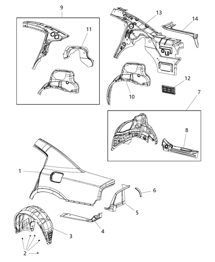 2012 Dodge Charger Rear Aperture (Quarter) Panel Diagram