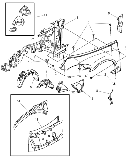 2002 Chrysler PT Cruiser Fender - Front Diagram