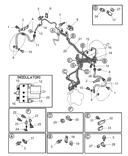 1997 Dodge Avenger Front Brake Lines And Hoses Diagram 1