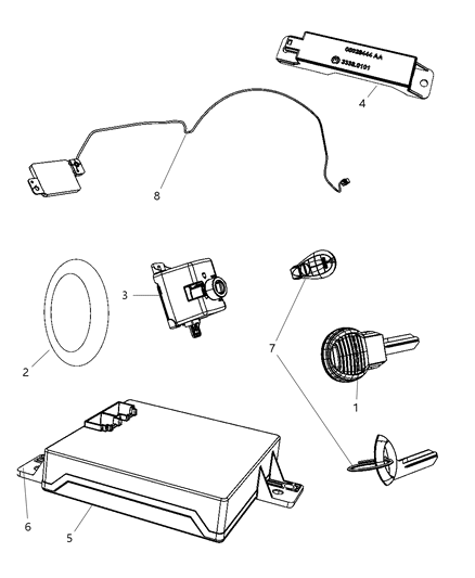 2010 Dodge Charger Receiver Modules, Keys & Key Fob Diagram