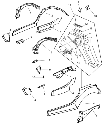 2001 Chrysler Prowler Panel-Quarter Diagram for 4865014AC