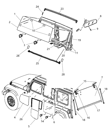 2009 Jeep Wrangler BACKLITE Diagram for 68004031AA