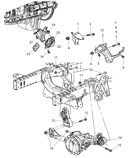 2004 Dodge Ram 1500 Engine Mounting, Front Diagram 4