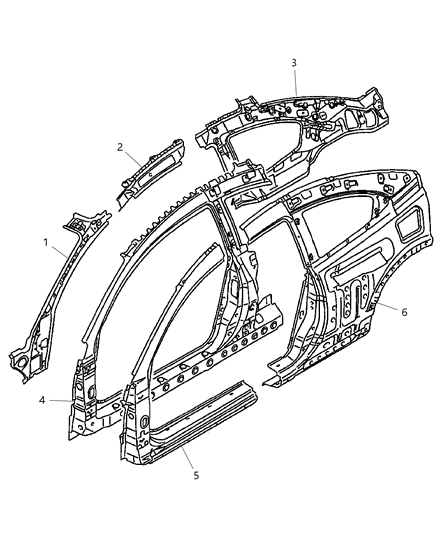 2005 Chrysler Sebring Coupe Aperture Panels Diagram