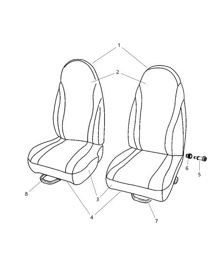 2004 Dodge Dakota Front Seat Cushion Cover Diagram for ZY431DVAA