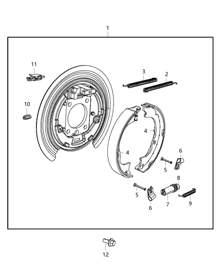2021 Dodge Durango Park Brake Assembly, Rear Disc Diagram