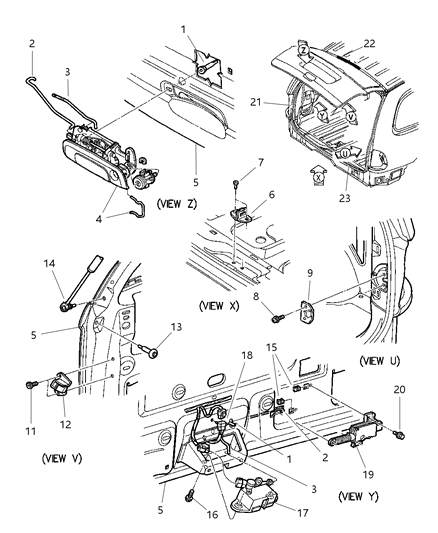 1998 Dodge Caravan Handle Liftgate Diagram for JS12VGT