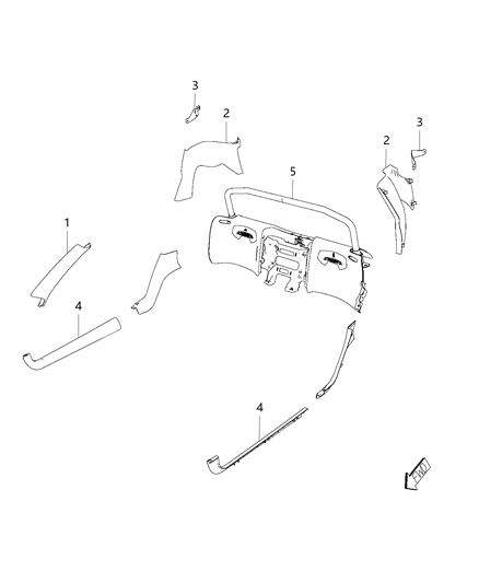 2015 Dodge Viper Interior Moldings, Pillars, And Scuff Plates Diagram