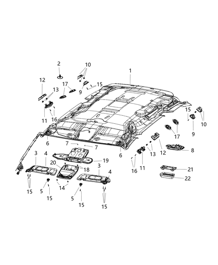 2019 Dodge Grand Caravan Headliner Diagram for 6QW22DX9AC