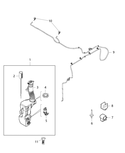 2016 Jeep Renegade Pump-Washer, Windshield Diagram for 68095288AA