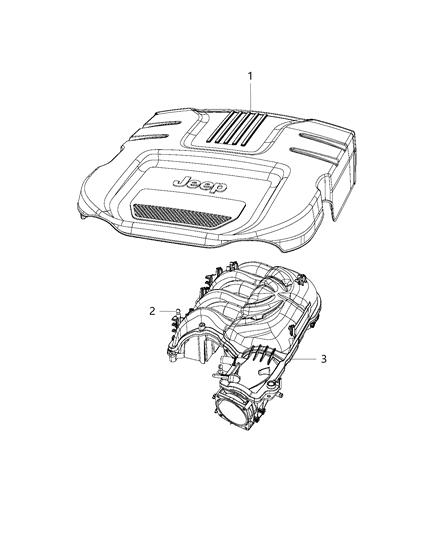 2018 Jeep Wrangler JK (Previous-generation) Engine Cover & Related Parts Diagram 2