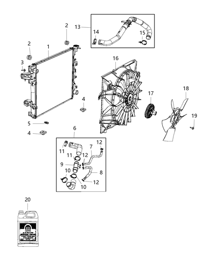2020 Ram 3500 Cab Chassis(<10K lb.) Radiator & Related Parts Diagram
