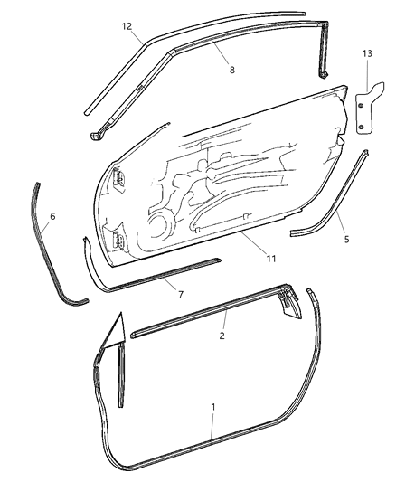 2005 Chrysler Crossfire Seal-Door Glass Diagram for 5098670AA