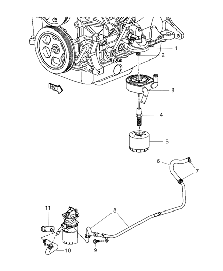 2007 Chrysler Pacifica Hose-Oil Cooler Outlet Diagram for 4677670AA