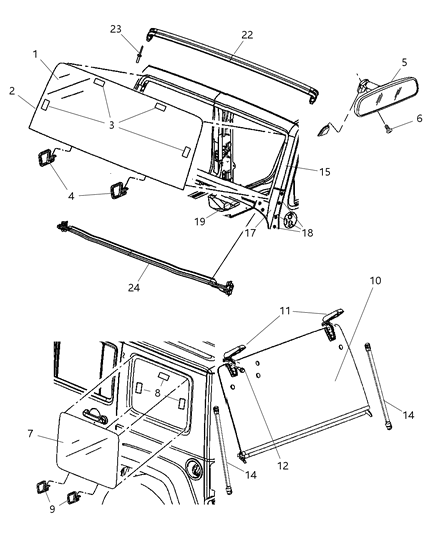 2007 Jeep Wrangler REINFMNT-Windshield Diagram for 55395579AA