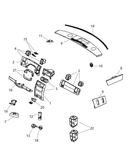 2008 Chrysler Aspen Instrument Panel Trim Diagram