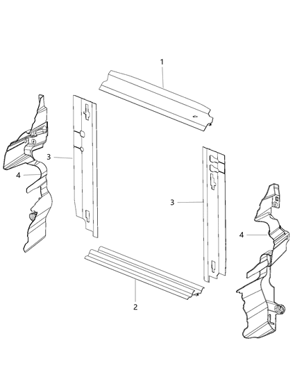 2014 Chrysler Town & Country Radiator Seals, Shields, Baffles, And Shrouds Diagram