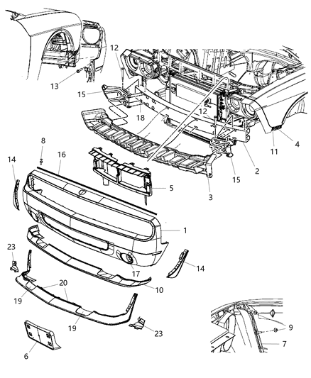 2013 Dodge Challenger Fascia, Front Diagram