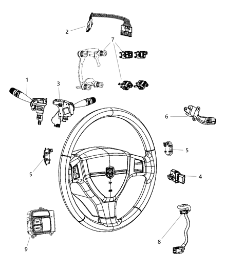2012 Jeep Compass Switches - Steering Column & Wheel Diagram