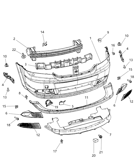 2010 Dodge Journey Front Bumper Cover Diagram for 68034169AD