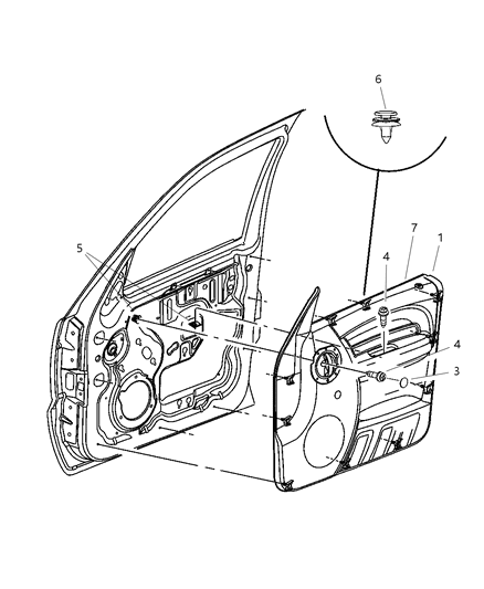 2002 Jeep Liberty Trim Panel, Front Door Diagram