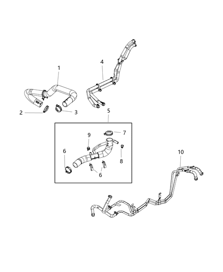 2019 Ram 1500 HOSE/TUBE-Heater Supply And Return Diagram for 68268583AB