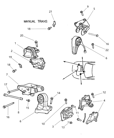 2002 Dodge Stratus Bracket-Engine Mount Diagram for 4591904AA