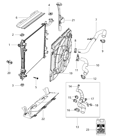 2013 Jeep Grand Cherokee Fan MODUL-Radiator Cooling Diagram for 55038994AG