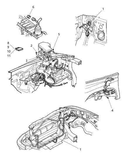 2001 Dodge Dakota Wiring - Headlamp & Dash Diagram