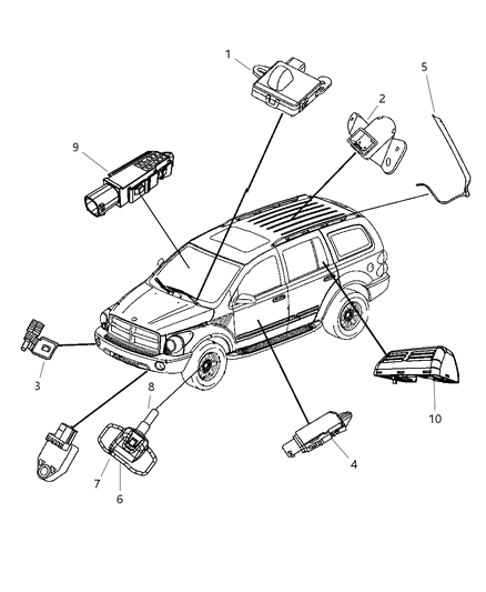 2009 Dodge Durango Sensors - Body Diagram