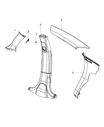 2018 Dodge Charger Panel-B Pillar Upper Trim Diagram for 1KL29DX9AH