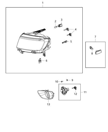 2014 Jeep Compass Lamps, Front Diagram 1