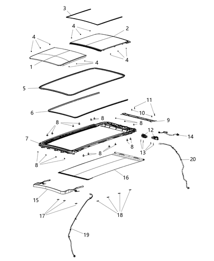 2020 Ram 1500 New Style Sunroof & Related Parts Diagram 2