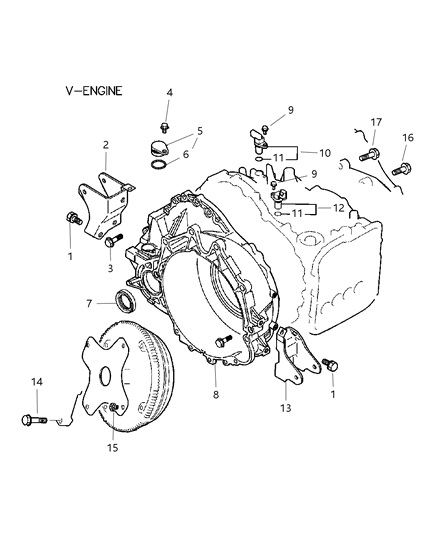 2002 Dodge Stratus Coupe Housing - Torque Converter & Speed Sensors Diagram 2