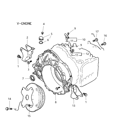 2002 Dodge Stratus Housing - Torque Converter & Speed Sensors Diagram 2