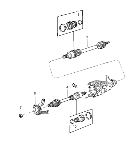 2000 Dodge Stratus Axle Half Shaft Diagram for 4593448AA