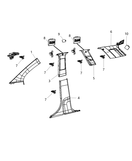 2011 Dodge Journey Molding-A-Pillar Diagram for 1BG08HDAAC