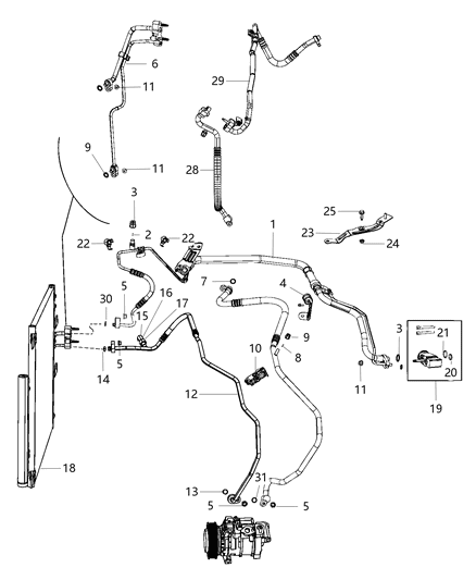 2020 Ram 3500 Cab Chassis A/C Plumbing Diagram 1