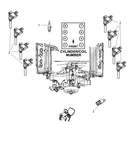 2010 Dodge Ram 1500 Spark Plugs, Ignition Coil, And Ignition Cables Diagram 3