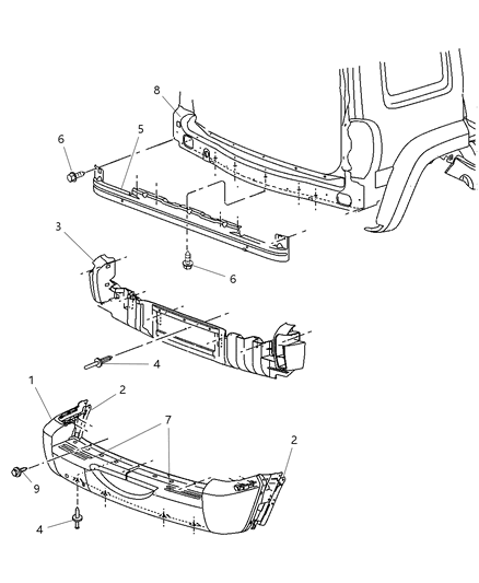 2002 Jeep Liberty Step Pad-Rear Bumper Diagram for 55155996AA