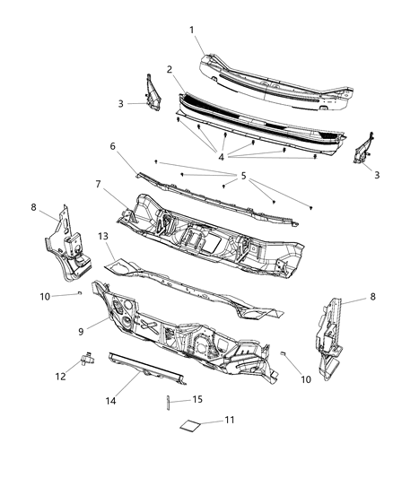 2014 Jeep Cherokee Cowl, Dash Panel & Related Parts Diagram