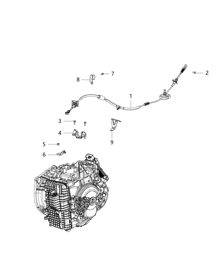 2014 Jeep Cherokee Gearshift Lever, Cable And Bracket Diagram 1