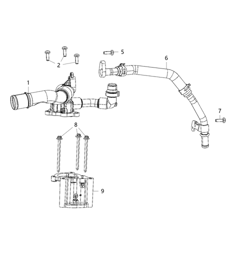 2020 Jeep Wrangler Thermostat & Related Parts Diagram 1