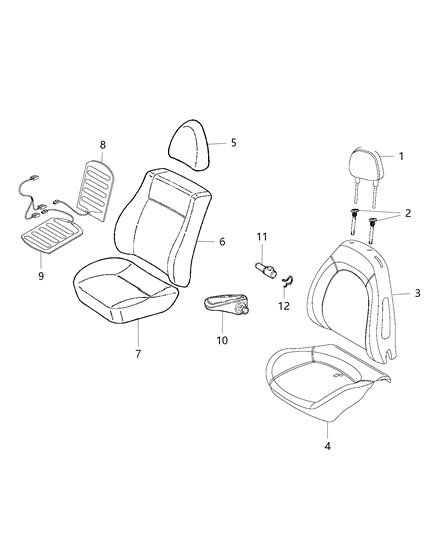 2019 Ram ProMaster City Seat Armrest Diagram for 5ZM13ND8AA