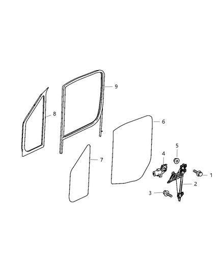 2008 Dodge Sprinter 3500 Driver & Passenger Door Glass Diagram