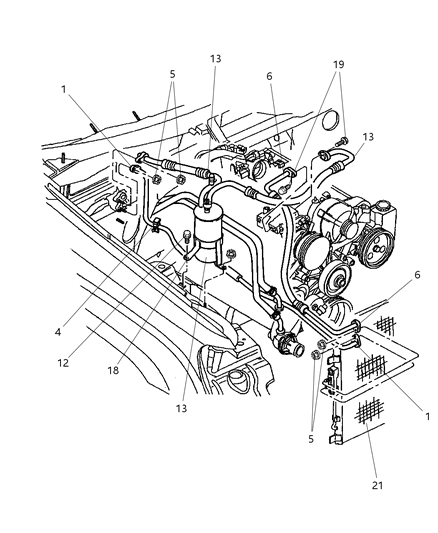 2000 Jeep Grand Cherokee Accumulator, Condenser & Lines Diagram 2